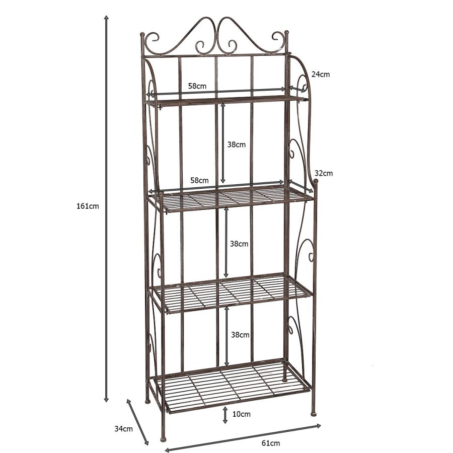 Ambiente Haus Shelf With 4 Tiers - Antq Brown 161cm