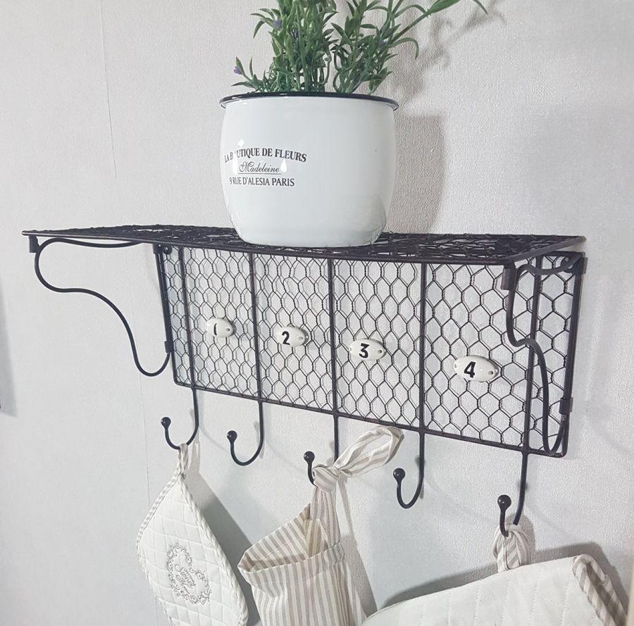 Ambiente Haus Shelf With Numbered Hooks - Brown