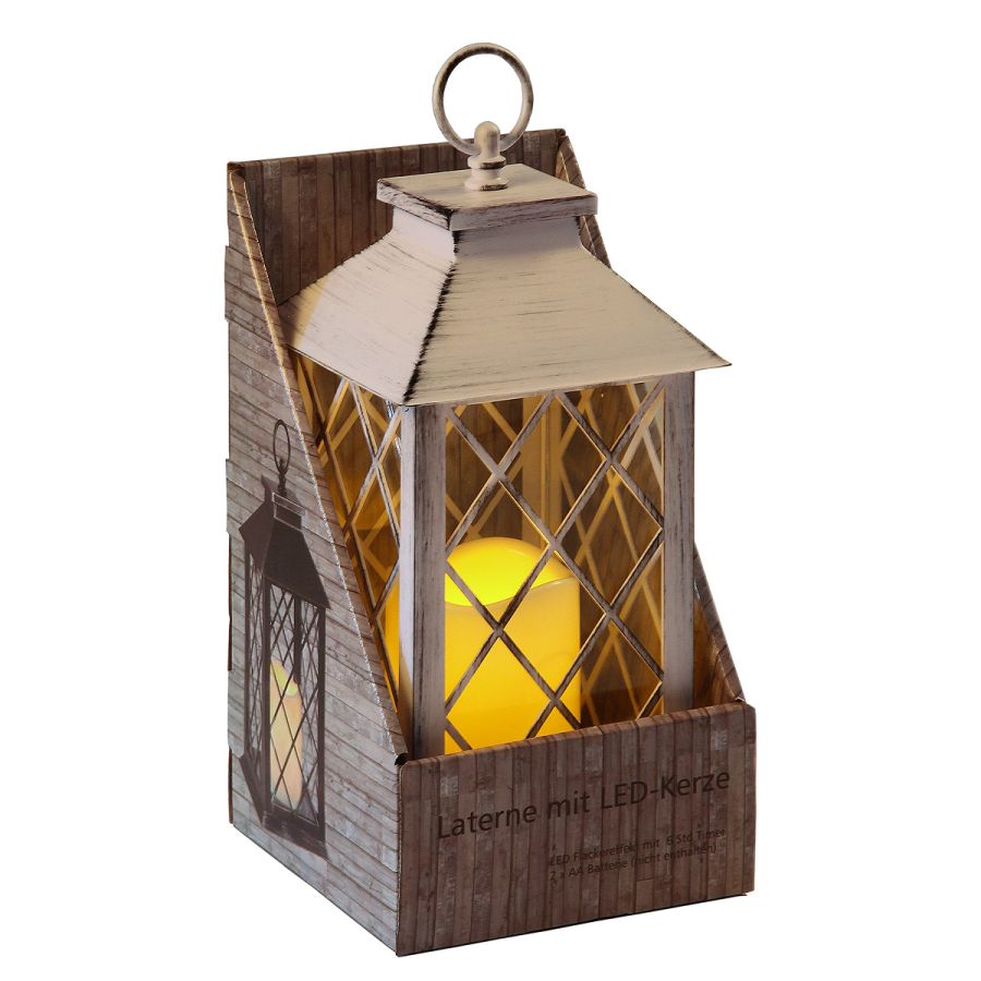 Ambiente Haus Atq. White Lantern 34cm Incl. LED Candle