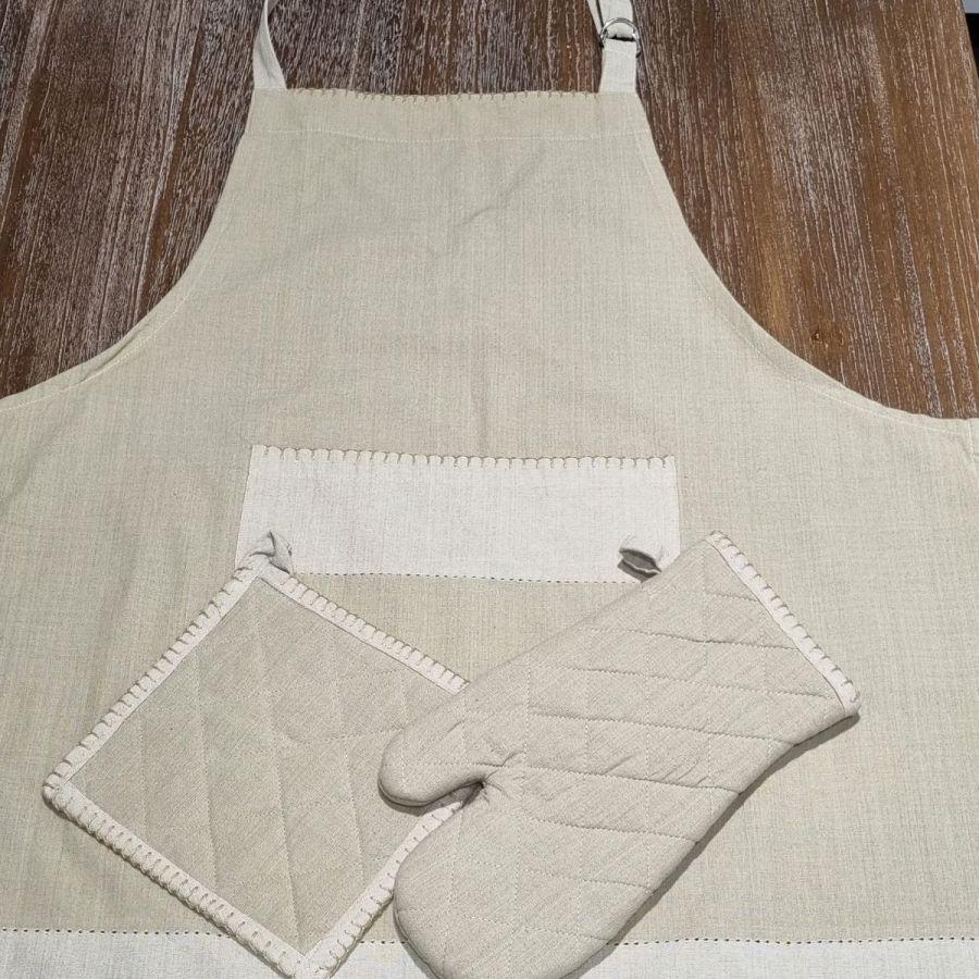 Ambiente Haus Beige Shades Oven Glove & Oven Cloth Set