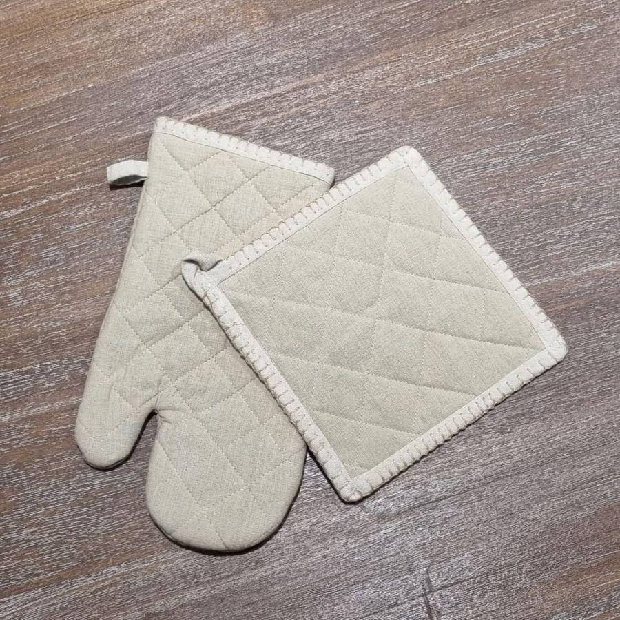 ambiente haus Beige Shades Oven Glove & Oven Cloth Set