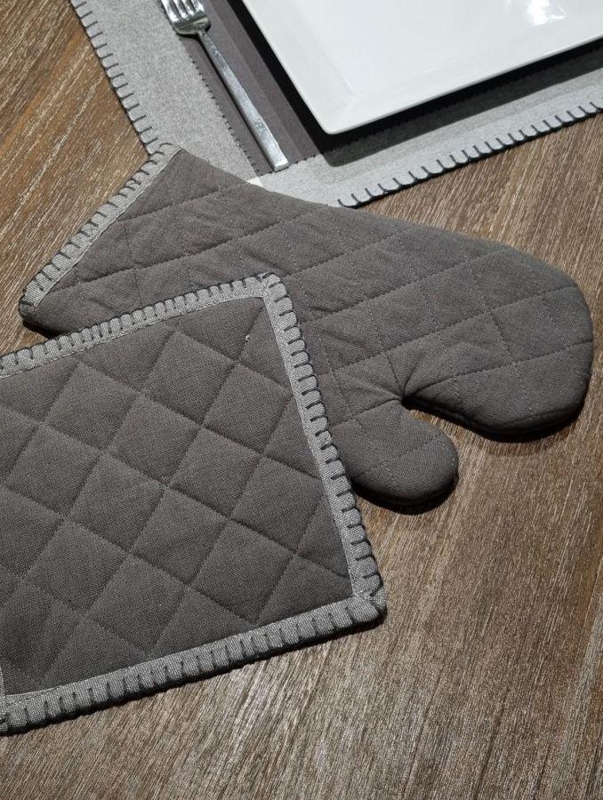 Ambiente Haus Grey Shades Oven Glove & Oven Cloth Set