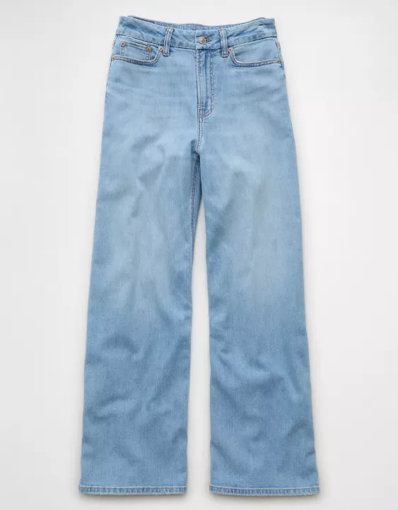 American Eagle AE Dreamy Drape Stretch Curvy Super High-Waisted Baggy Wide-Leg Jean