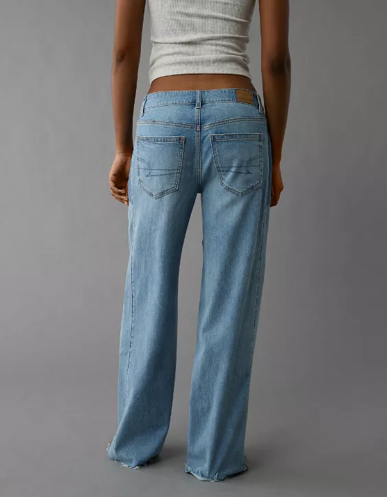 American Eagle AE Dreamy Drape Stretch Patchwork Low-Rise Baggy Wide-Leg Jean