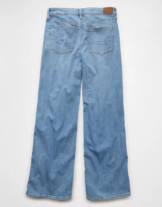 American Eagle AE Dreamy Drape Stretch Ripped Low-Rise Baggy Wide-Leg Jean
