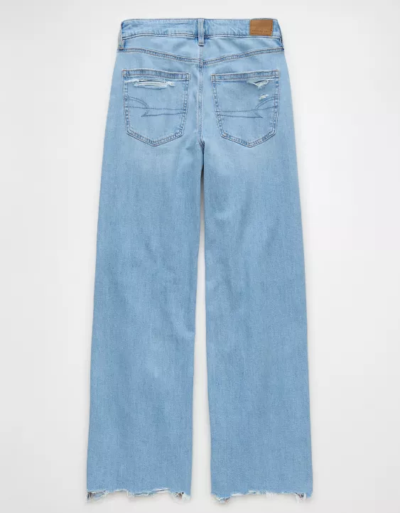 American Eagle AE Dreamy Drape Stretch Ripped Super High-Waisted Baggy Wide-Leg Jean
