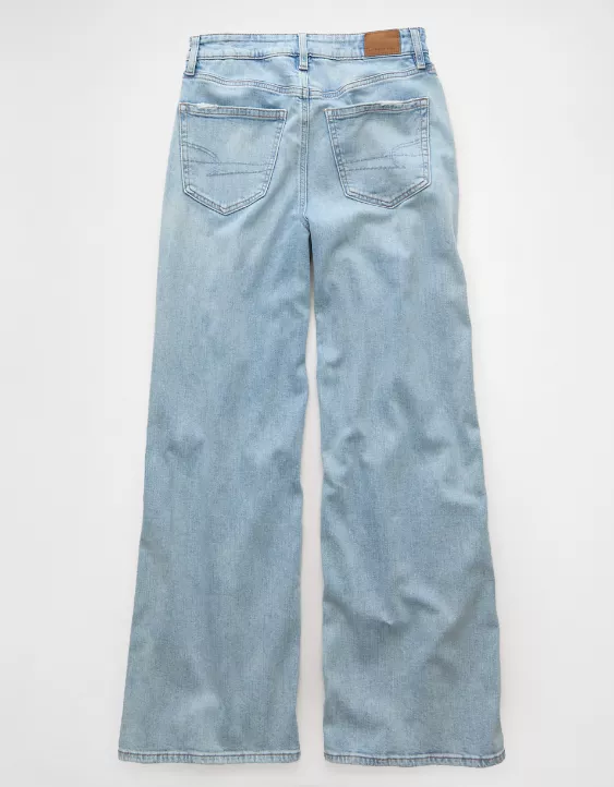 American Eagle AE Dreamy Drapey Stretch Ripped Super High-Waisted Baggy Wide-Leg Jean