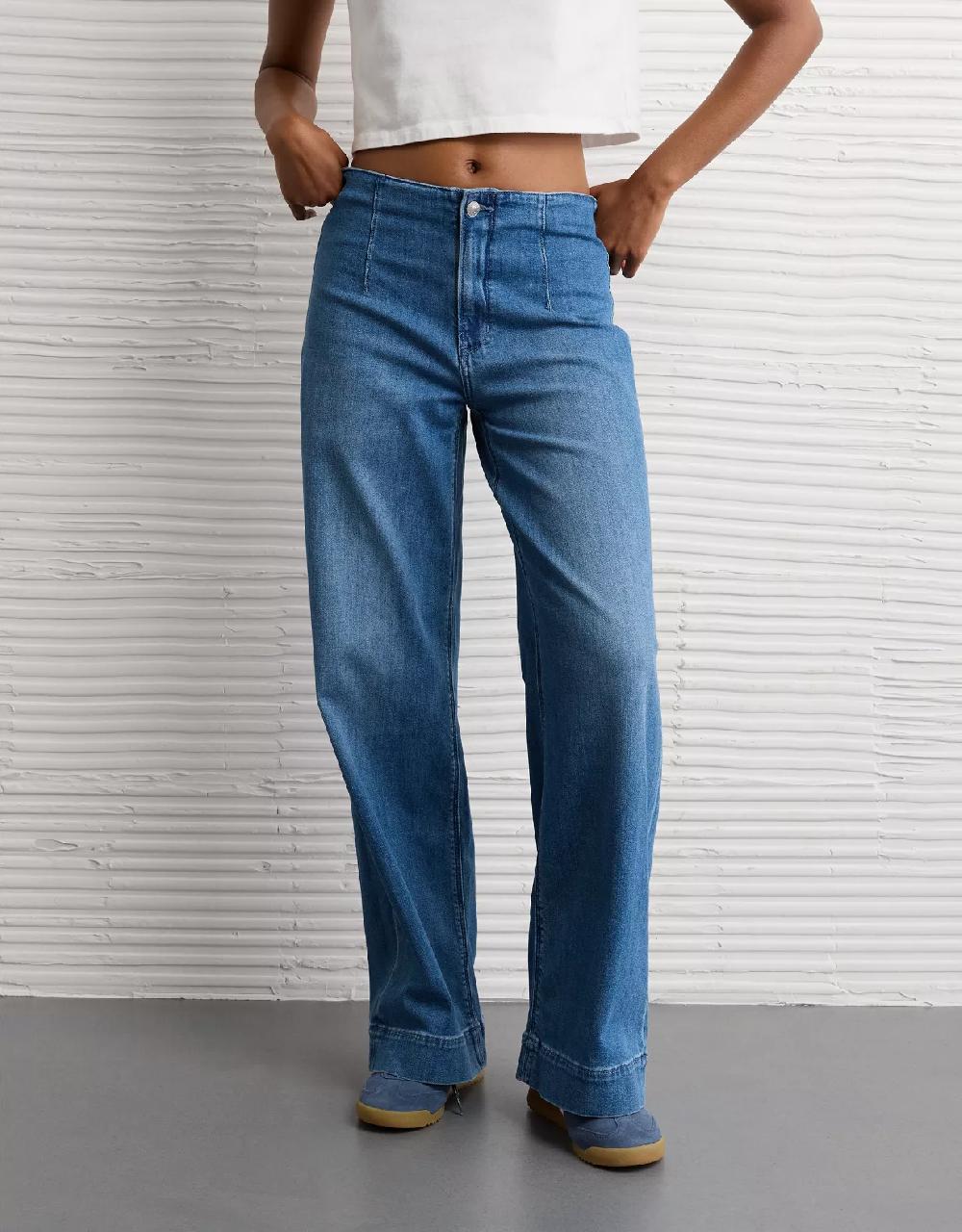 american eagle AE Dreamy Drapey Stretch Super High-Waisted Baggy Wide-Leg Jean