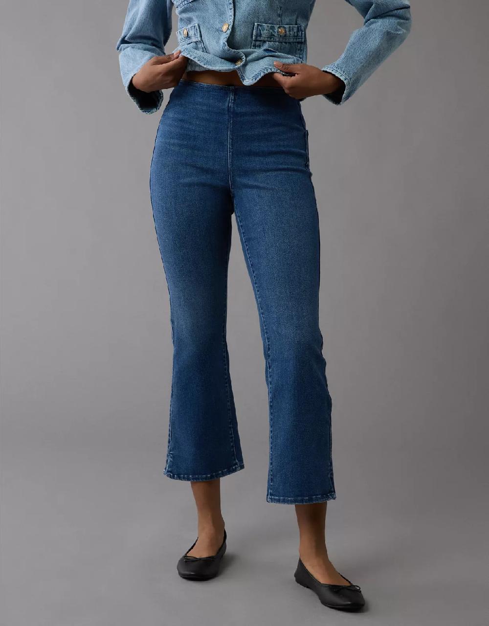 american eagle AE Luxe Pull-On High-Waisted Kick Bootcut Crop Jean