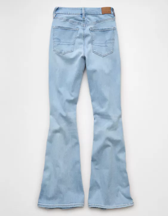 American Eagle AE Next Level Curvy Ripped Super High-Waisted Flare Jean