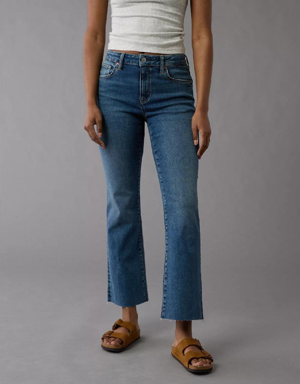 american eagle AE Next Level High-Waisted Kick Bootcut Crop Jean