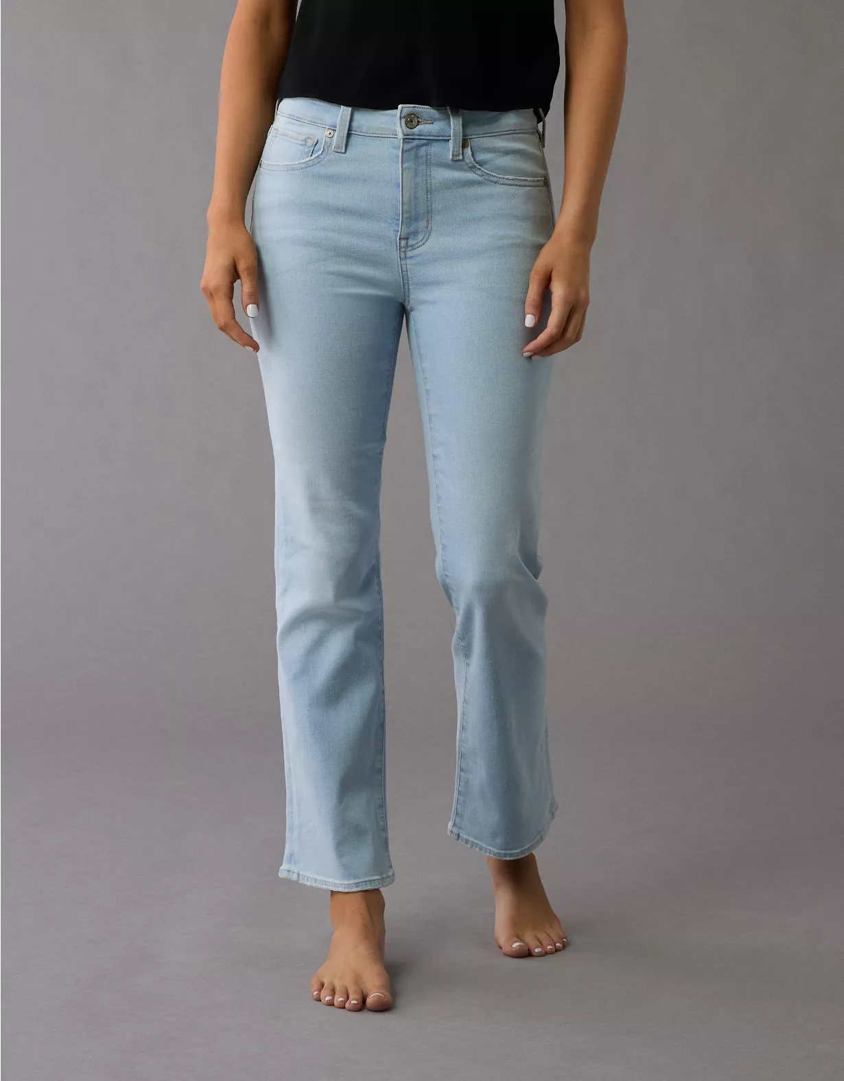 american eagle AE Next Level High-Waisted Kick Bootcut Crop Jean