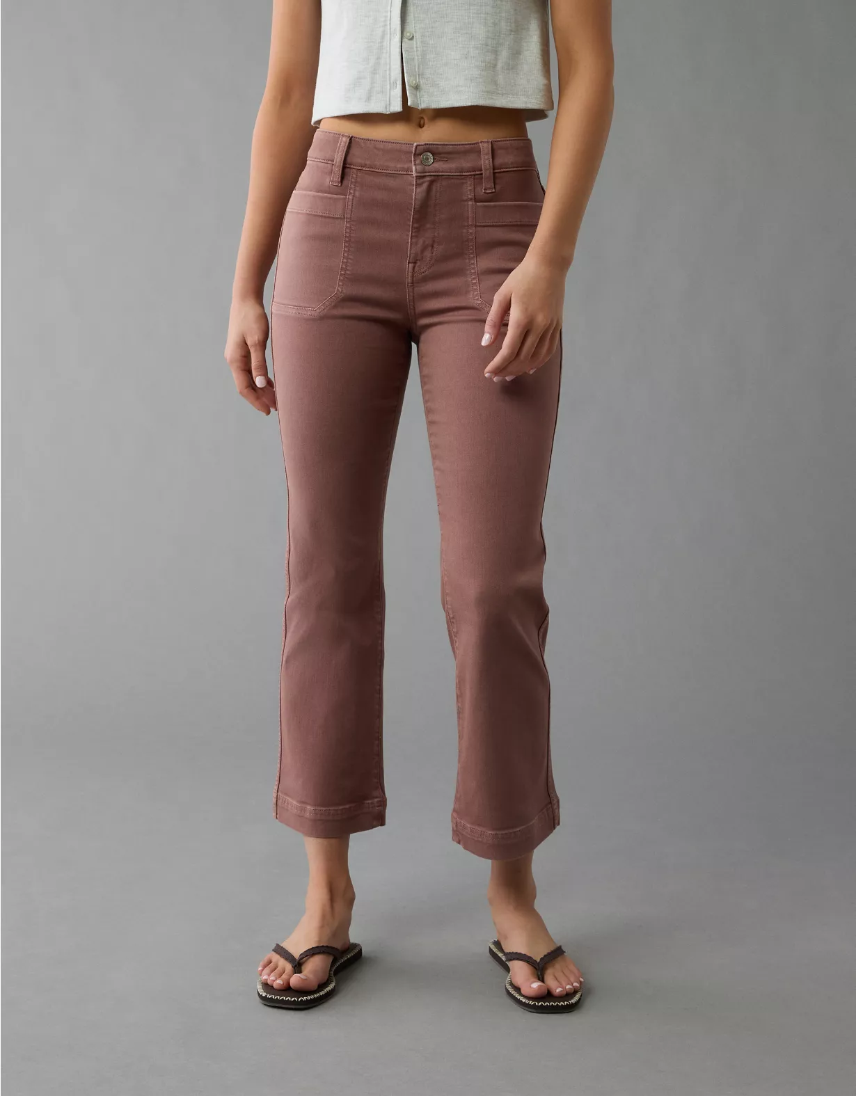 american eagle AE Next Level High-Waisted Kick Bootcut Crop Jean