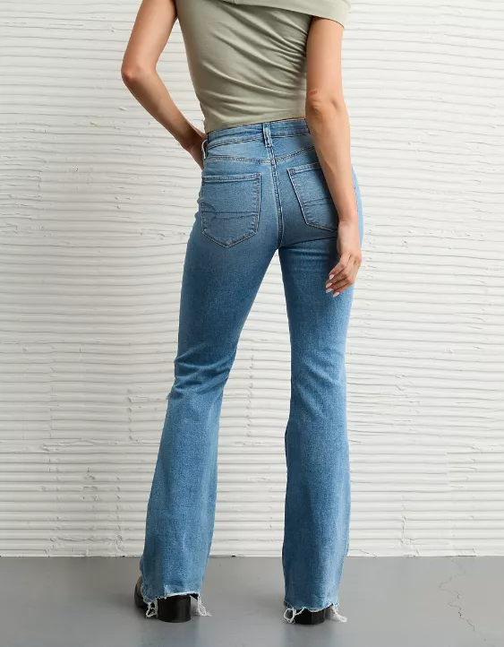 American Eagle AE Next Level Ripped Super High-Waisted Flare Jean