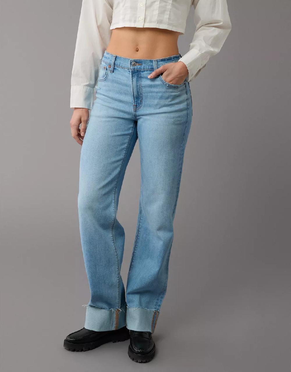 american eagle AE Stretch High-Waisted Stovepipe Cuffed Jean