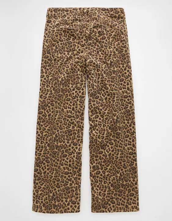 American Eagle AE Stretch Leopard Low-Rise Baggy Wide-Leg Pant