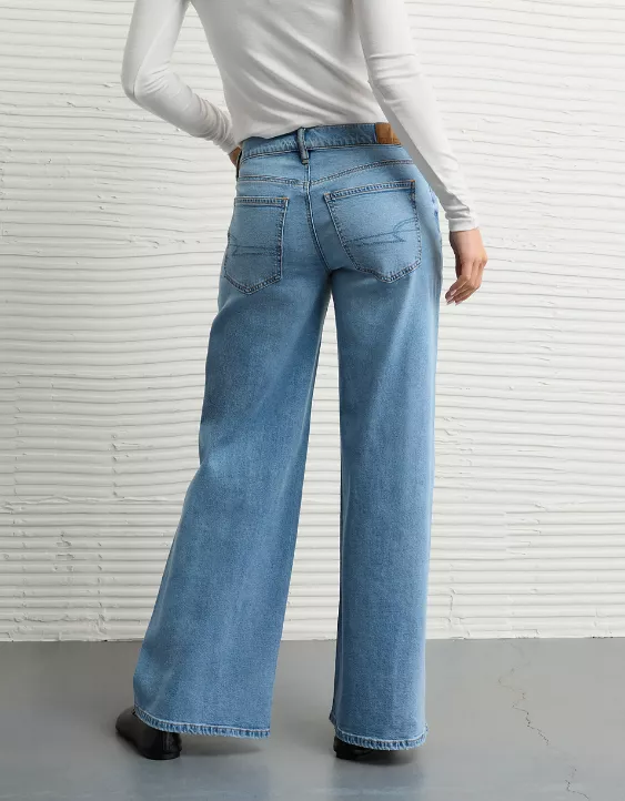 American Eagle AE Stretch Patchwork Low-Rise Ultra Wide-Leg Jean