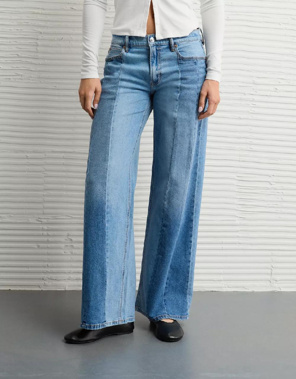 american eagle AE Stretch Patchwork Low-Rise Ultra Wide-Leg Jean
