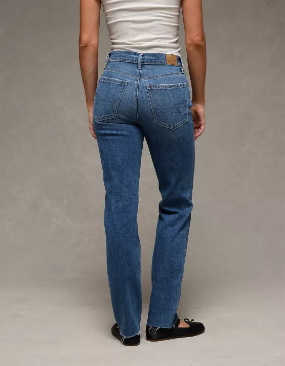 American Eagle AE Stretch Ripped Super High-Waisted Straight Jean
