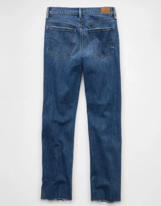 American Eagle AE Stretch Ripped Super High-Waisted Straight Jean