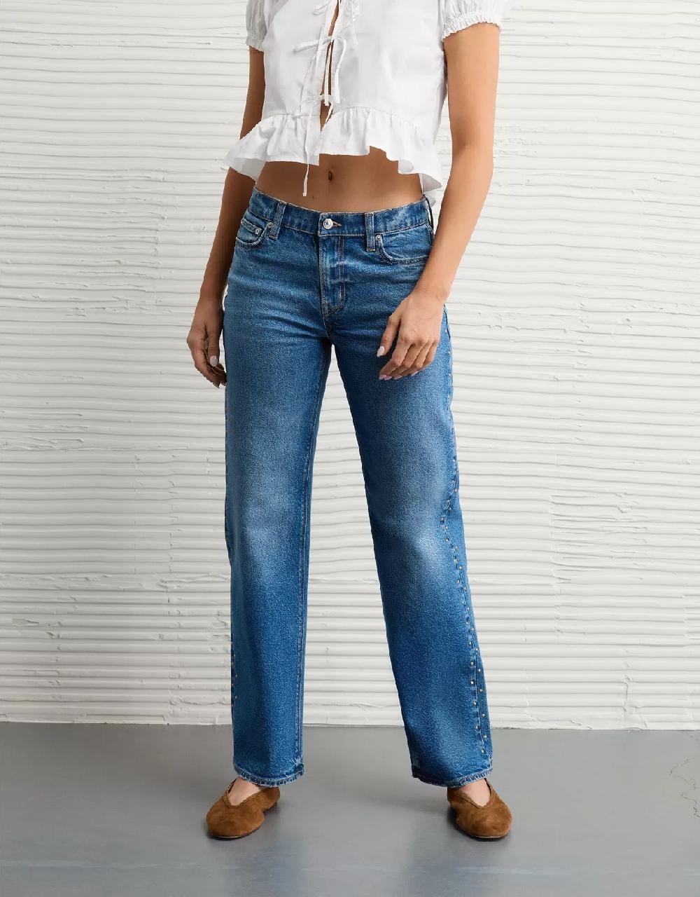 american eagle AE Stretch Studded High-Waisted Stovepipe Jean