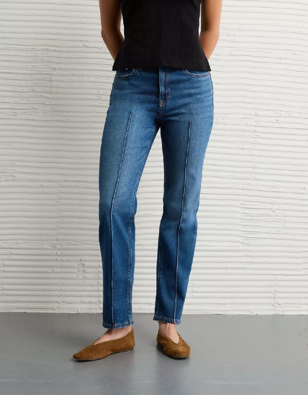 american eagle AE Stretch Super High-Waisted Ankle Straight Jean