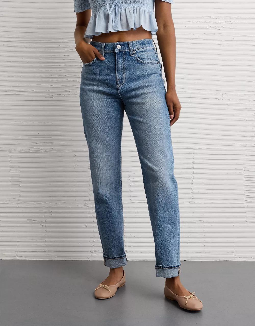 american eagle AE Stretch Super High-Waisted Ankle Straight Jean