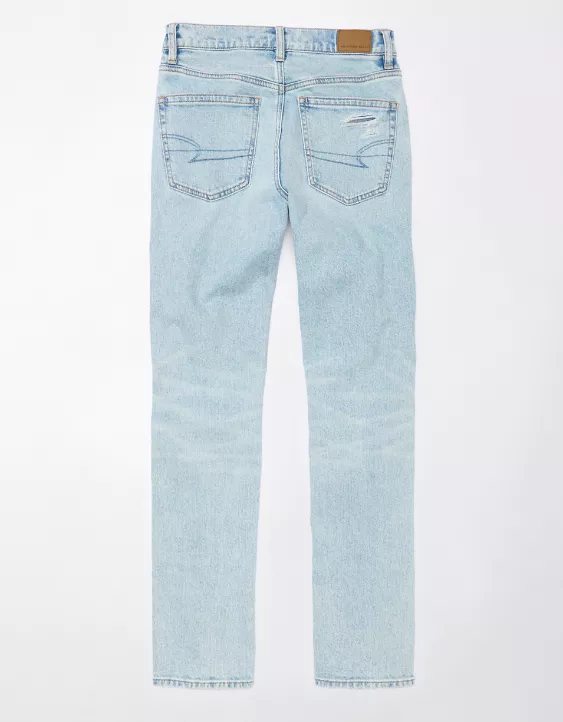 American Eagle AE Stretch Super High-Waisted Ripped Ankle Straight Jean