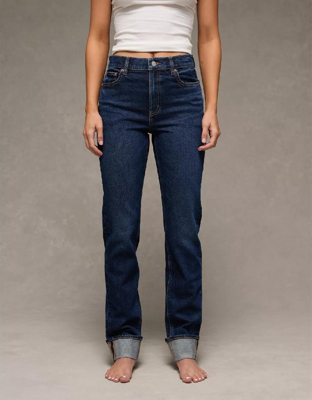american eagle AE Stretch Super High-Waisted Straight Jean