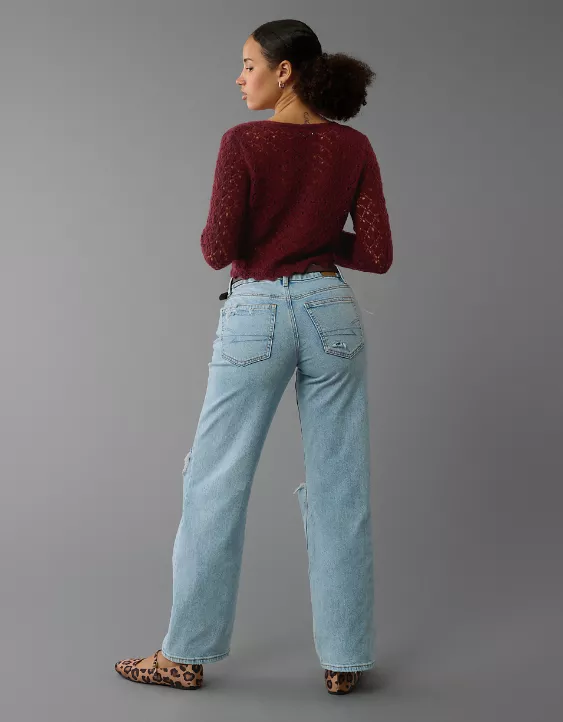 American Eagle AE Strigid Curvy Ripped High-Waisted Stovepipe Jean