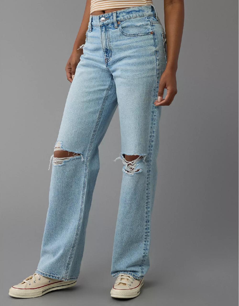 american eagle AE Strigid Ripped High-Waisted Stovepipe Jean