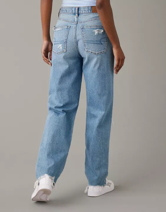 American Eagle AE Strigid Ripped Highest Waist Baggy Straight Jean