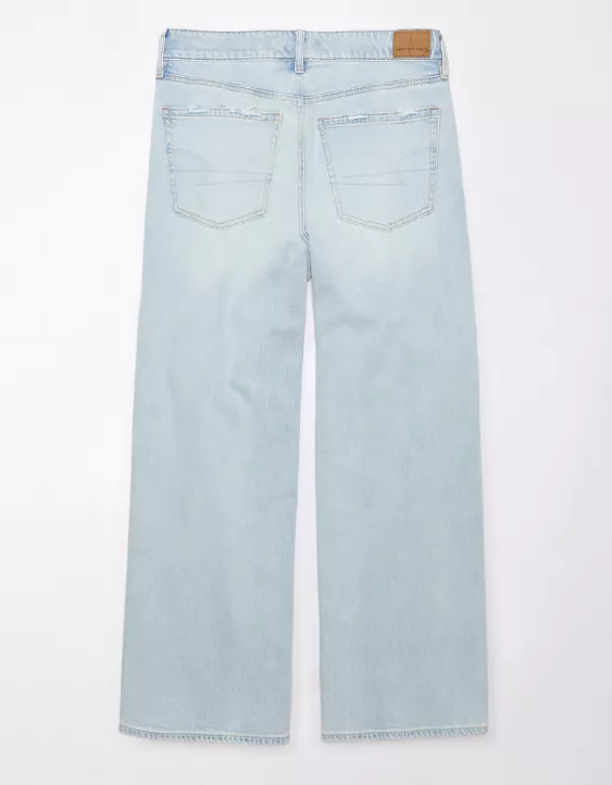 American Eagle AE Strigid Ripped Super High-Waisted Baggy Wide-Leg Ankle Jean