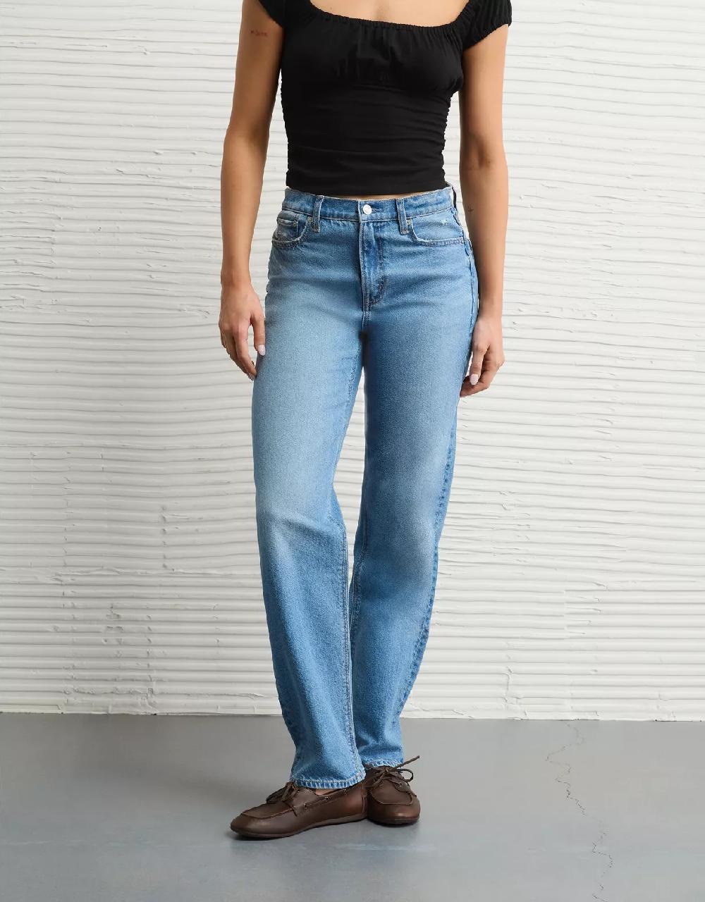 american eagle AE Strigid Super High-Waisted Baggy Straight Jean