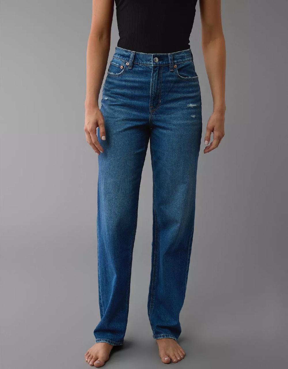 american eagle AE Strigid Super High-Waisted Baggy Straight Jean