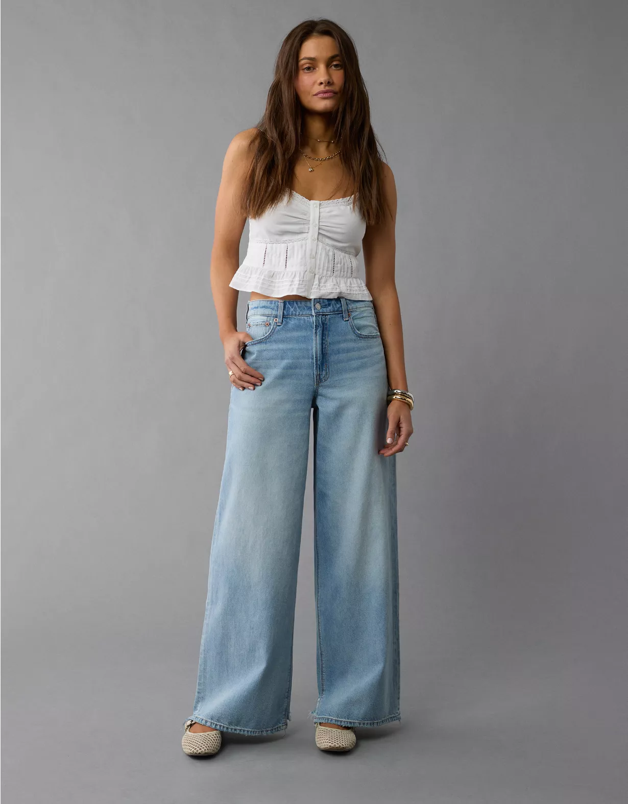 american eagle AE Strigid Super High-Waisted Ultra Wide-Leg Jean