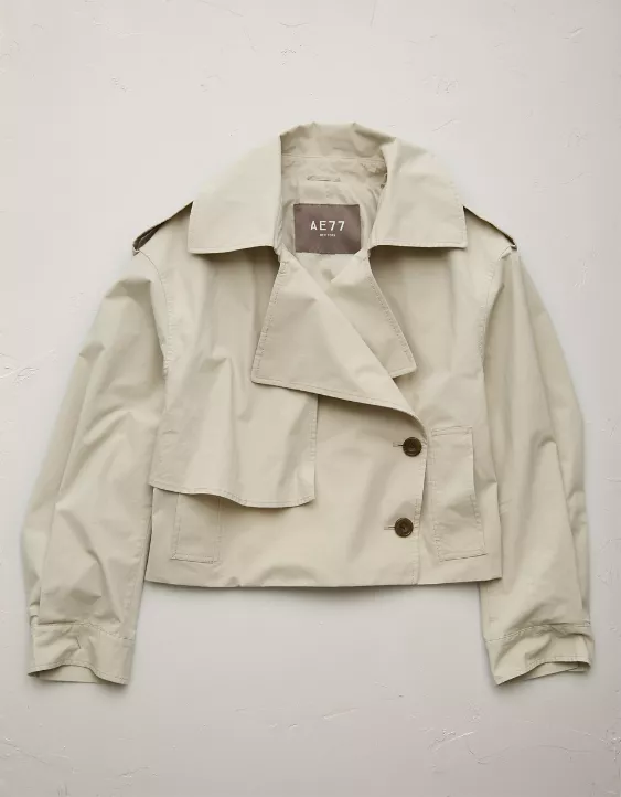 American Eagle AE77 Premium Cropped Utility Trench Coat