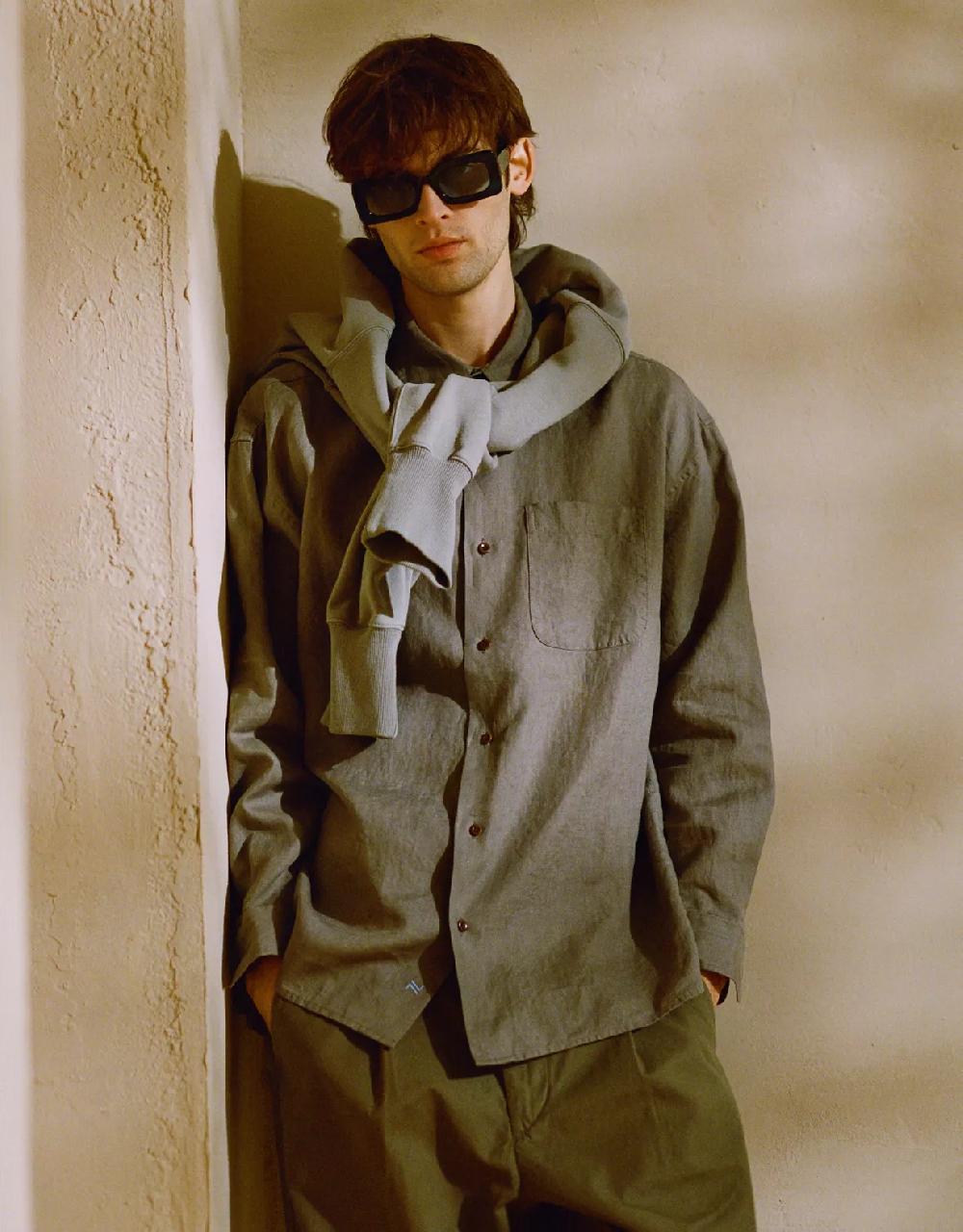 american eagle AE77 Premium Relaxed Linen Button-Up Shirt