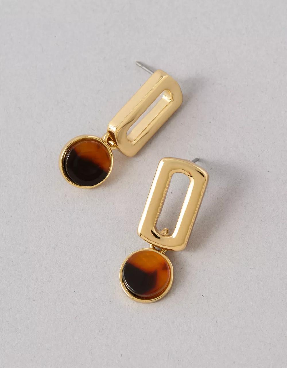 american eagle AEO Tortoise Shell Geometric Earrings