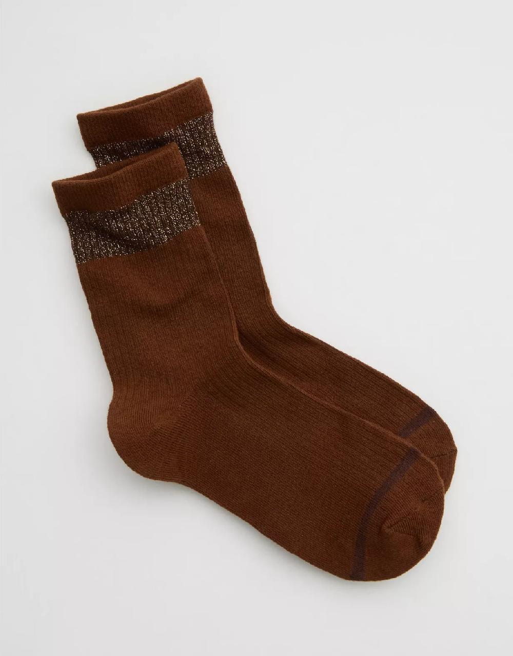 american eagle Aerie Metallic Wide Stripe Crew Socks