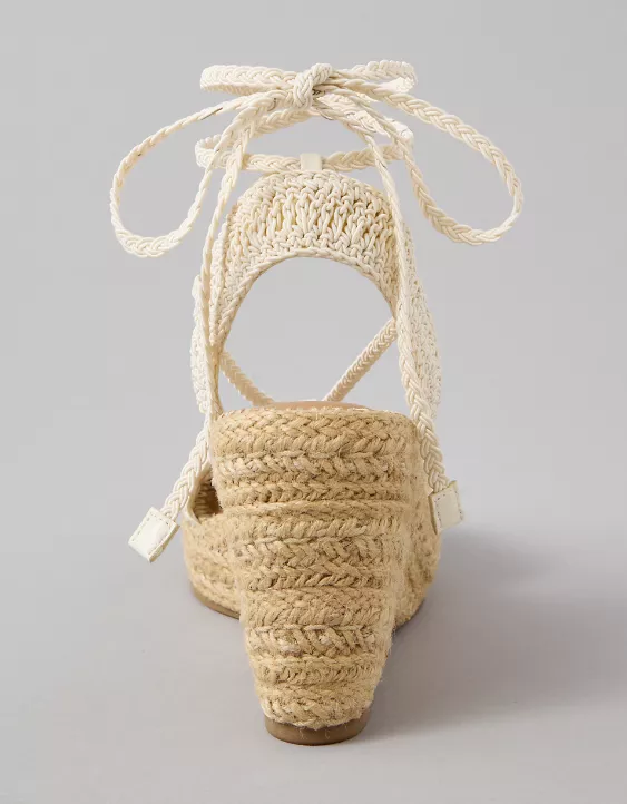 American Eagle AE Crochet Espadrille Wedge Sandal