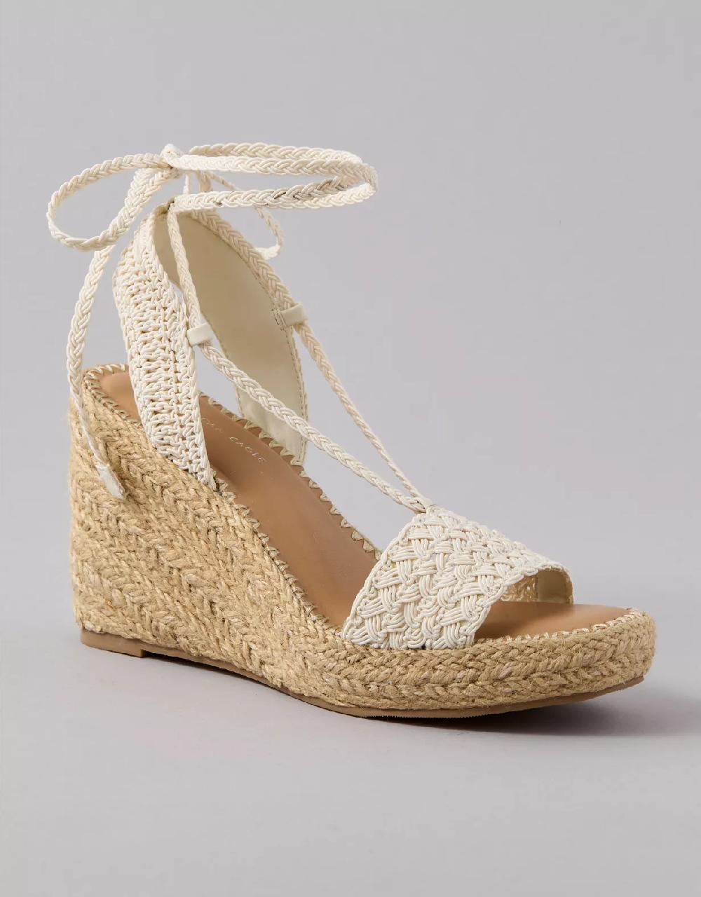 american eagle AE Crochet Espadrille Wedge Sandal