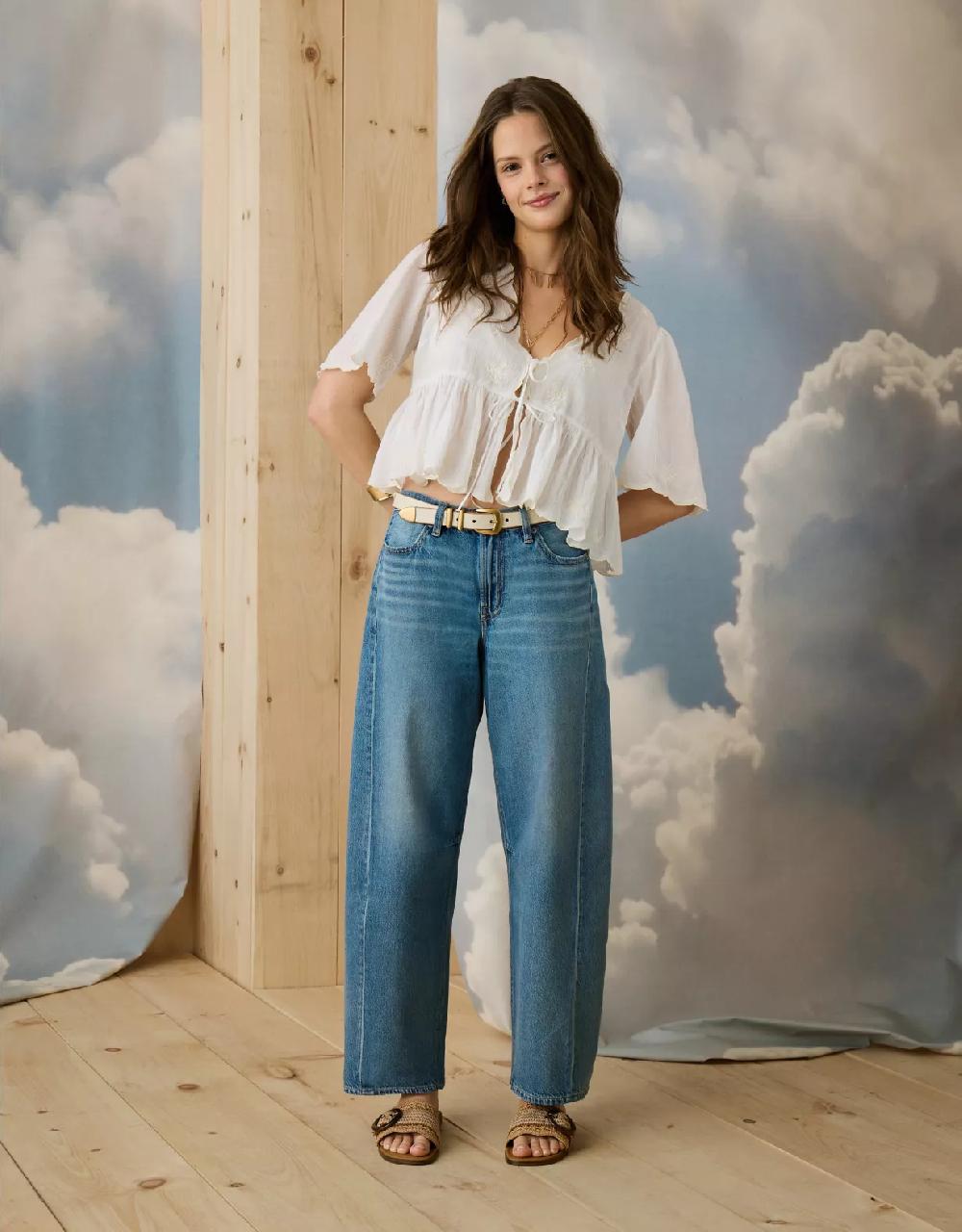 american eagle AE Dreamy Drape Strigid Barrel Jean
