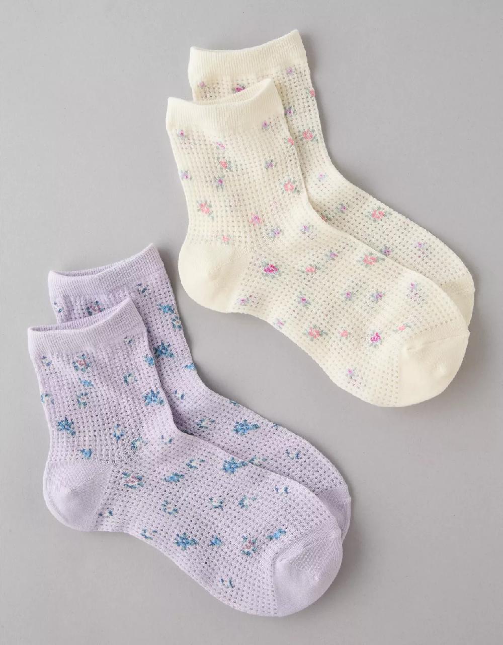 american eagle AE Floral Boyfriend Socks 2-Pack