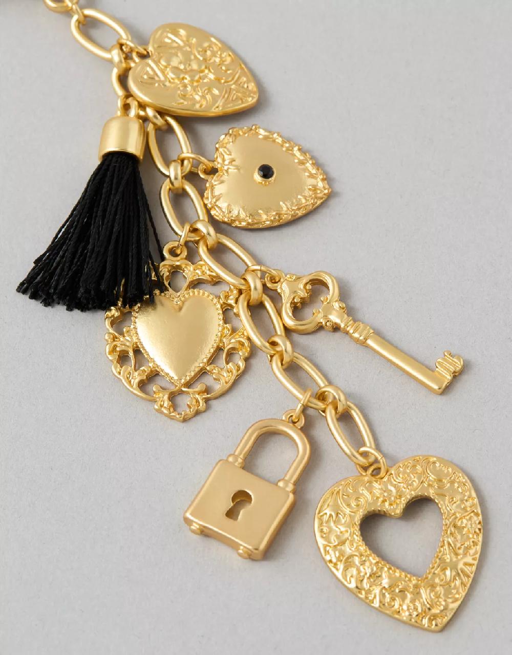 American Eagle AE Gold Toned Locket Bag Charm