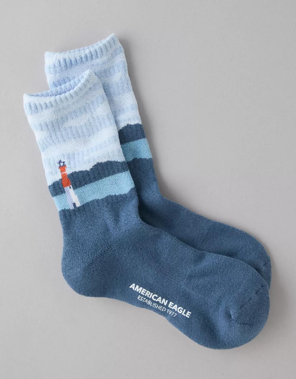 american eagle AE Graphic Terry Crew Socks