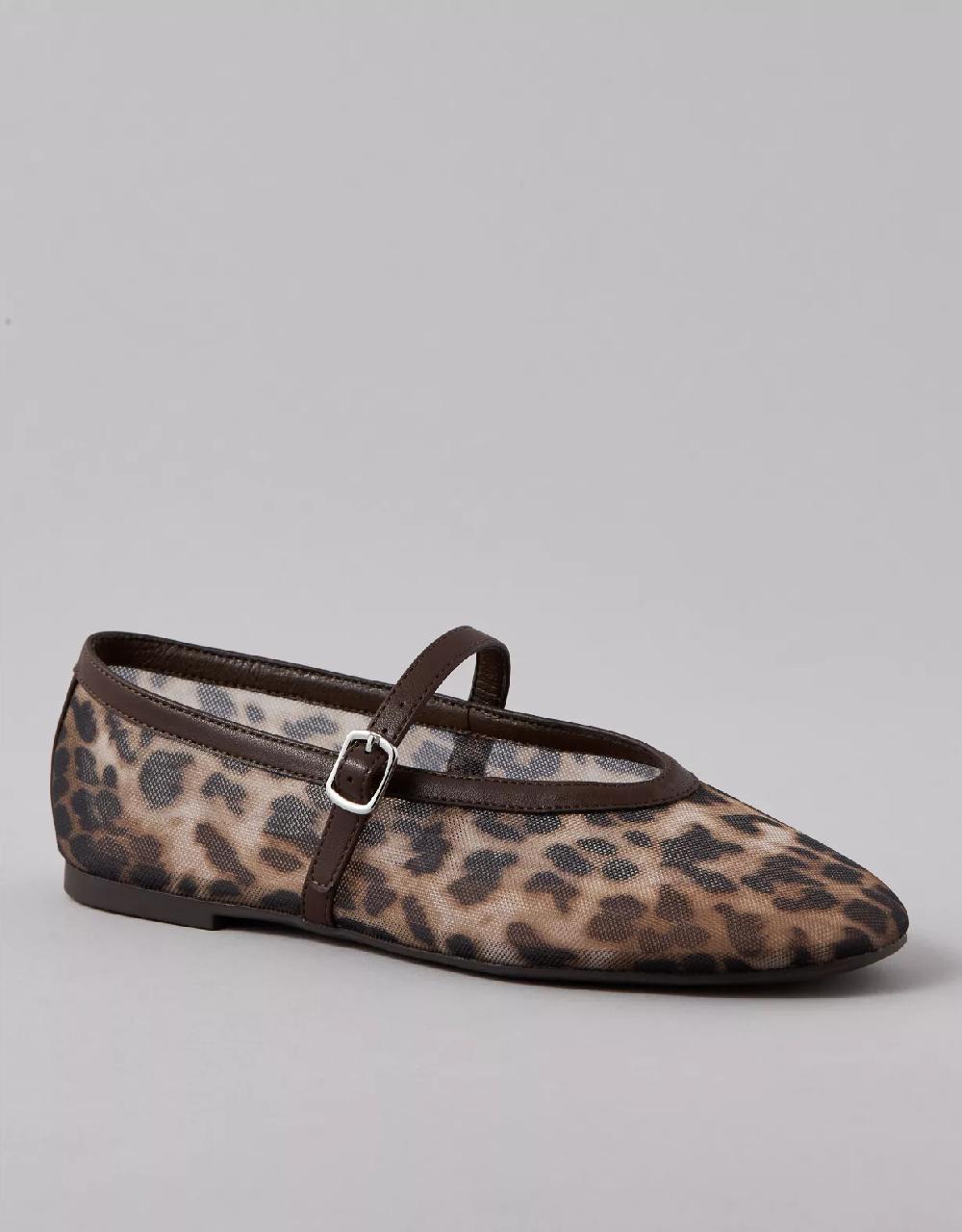 american eagle AE Leopard Mesh Ballet Flat