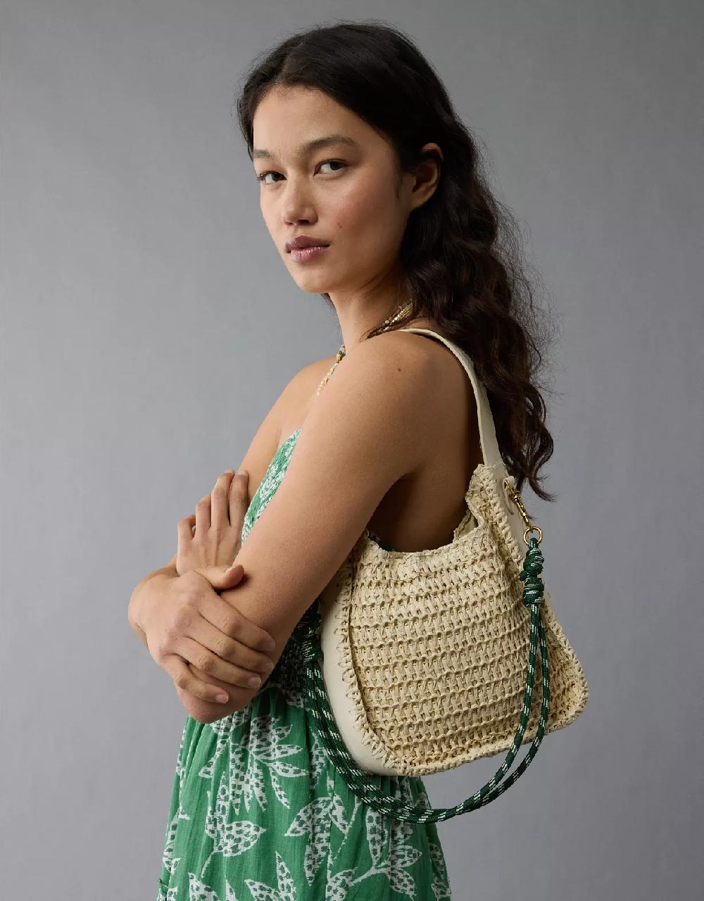 american eagle AE Mini Raffia Tote Bag