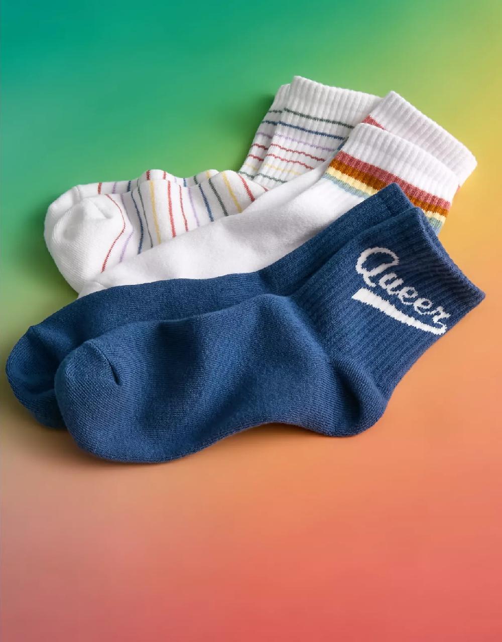 american eagle AE Pride Boyfriend Socks 3-Pack