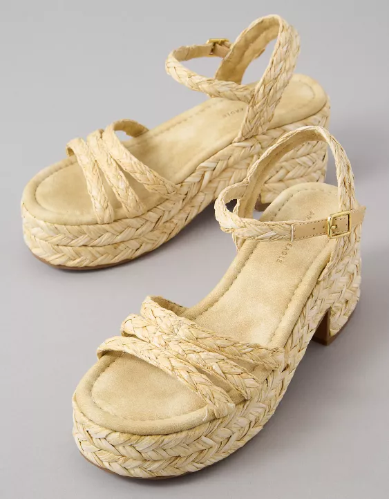 American Eagle AE Raffia Platform Sandal